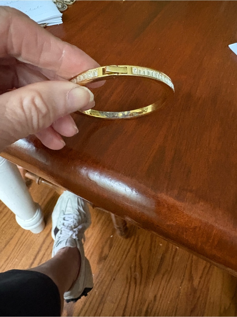 J. Crew Gold Crystal-Detail Hinged Bangle